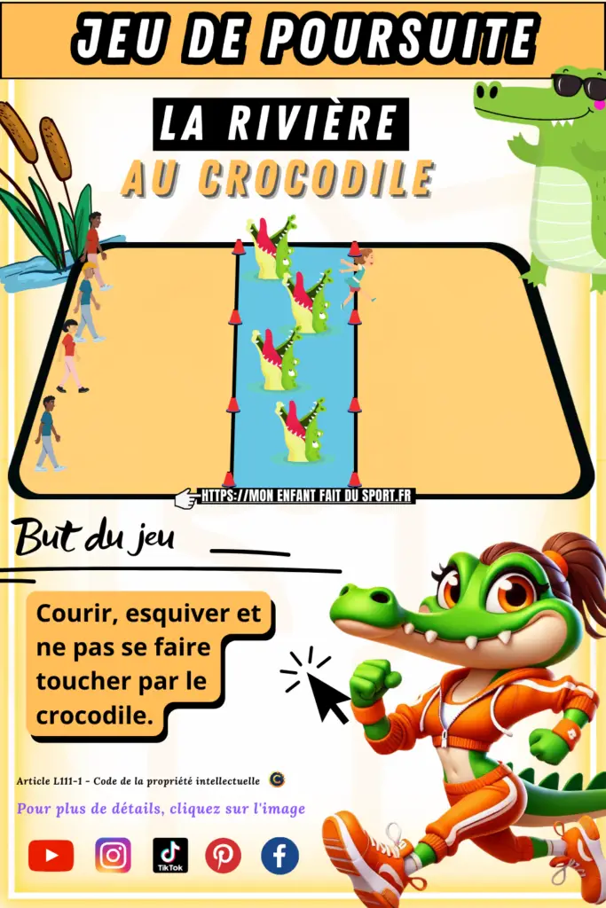 Règle du jeu la rivière au crocodile - jeu de poursuite sportif pour enfant