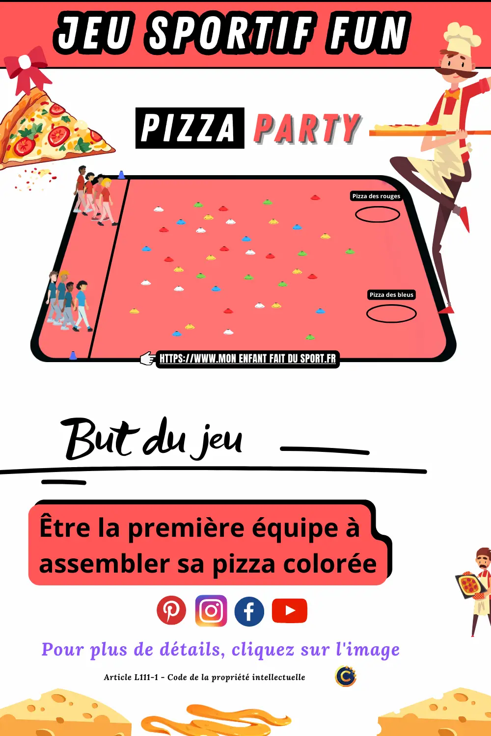 Le jeu sportif "Pizza Party" est un jeu sportif fun. Le but du jeu est d'être la première équipe à assembler sa pizza colorée