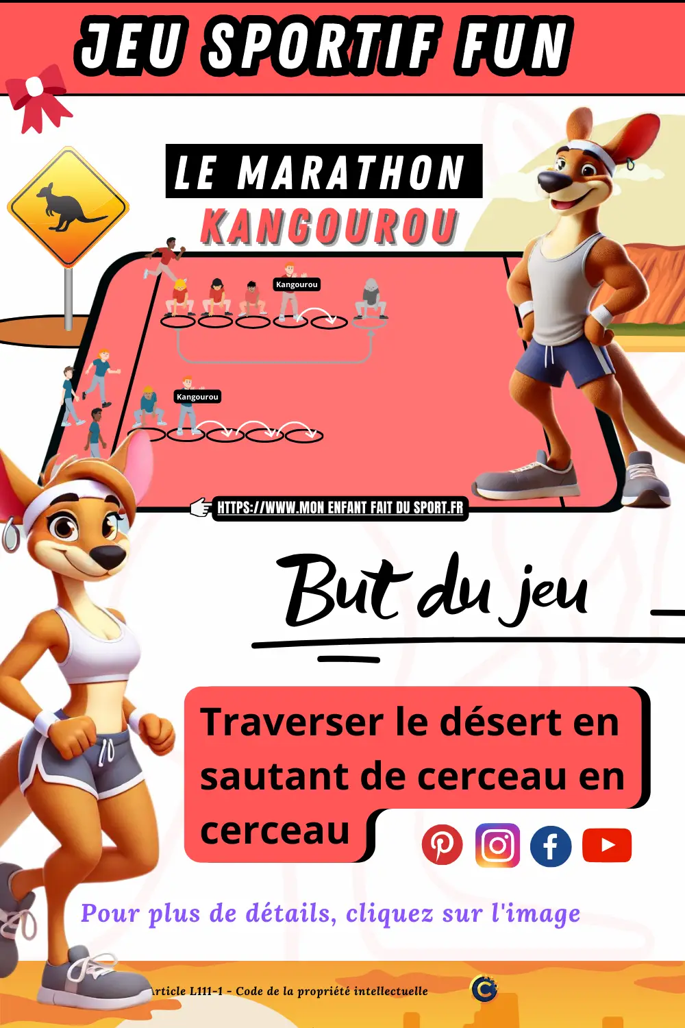 Le jeu sportif "Marathon Kangourou" est un jeu sportif fun. Le but du jeu est traverser le désert en sautant de cerceau en cerceau
